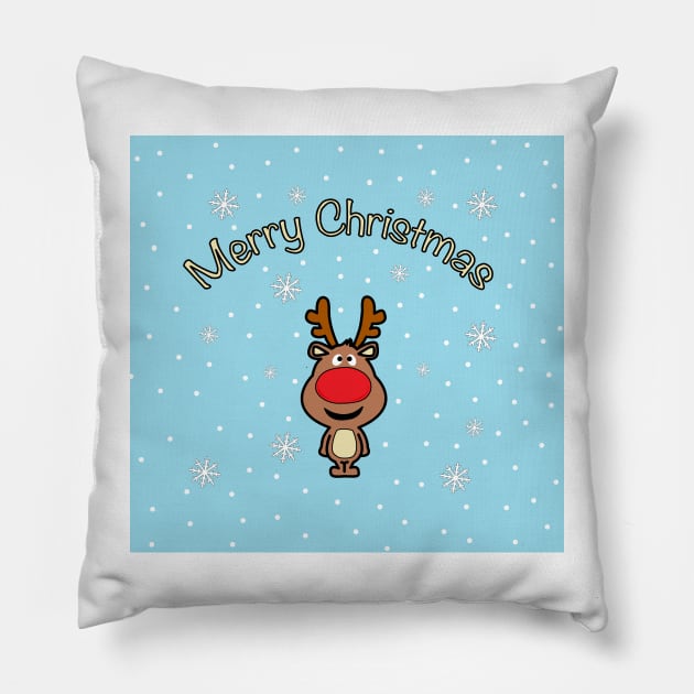 Rudolph the Red-Nosed Reindeer Merry Christmas - Santa Claus Pillow by JMPrint