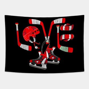 Ice Hockey Heart Valentines Day Love Gifts Boys Girls Goalie Tapestry