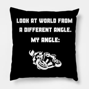 Different angle - funny motorbikers design Pillow