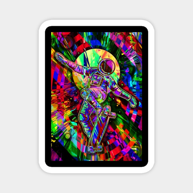 Astronaut Skateboard Multicolor Magnet by GG'S 