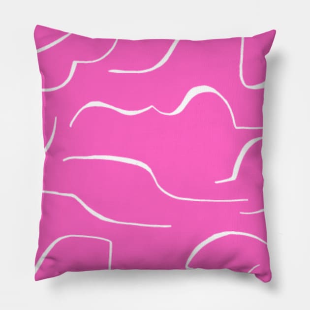 Dark pink color wavey pattern Pillow by Shineyarts