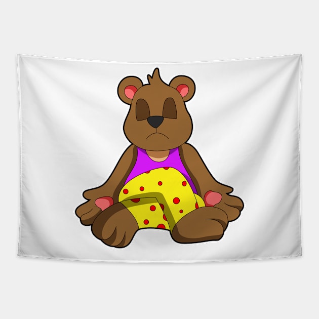 Bear at Yoga with Legs crossed Tapestry by Markus Schnabel