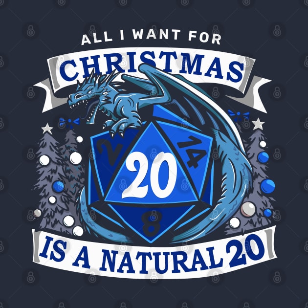 Blue Natural 20 - Christmas Dragon by 1BPDesigns