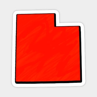 Bright Red Utah Outline Magnet