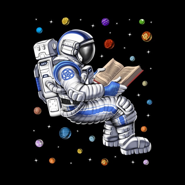 Astronaut Reading Book by underheaven