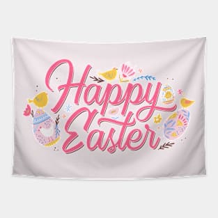 Happy Easter Springtime Lettering Tapestry