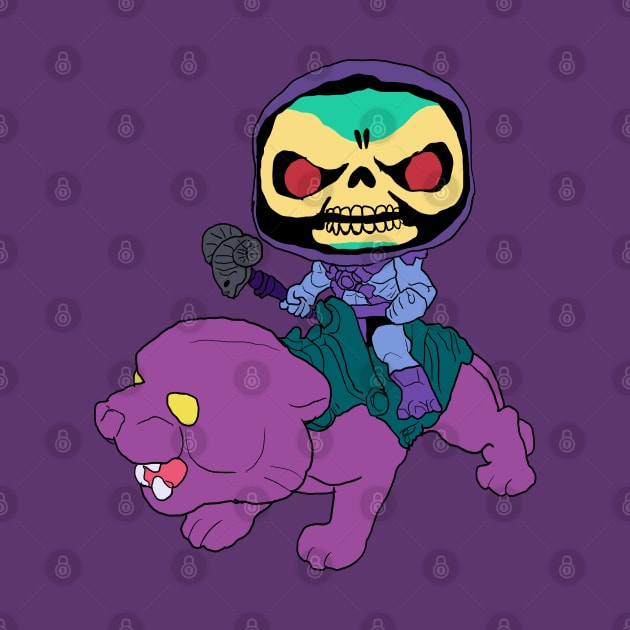 Skeletor riding Panthor by BadDrawnStuff