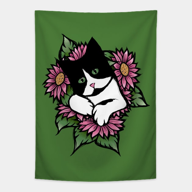Tuxedo Cat Tapestry by bubbsnugg