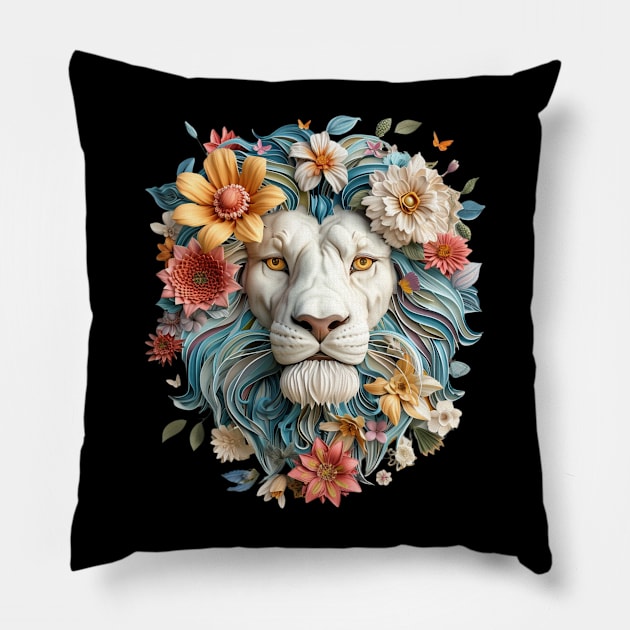 Floral Lion Pillow by Mary_Momerwids