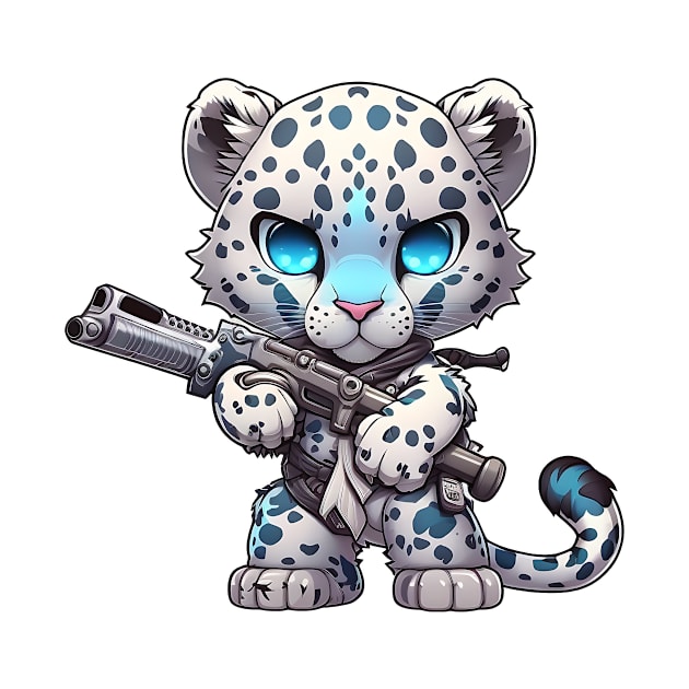 Armored Cute Snow Leopard Holding a Riffle by WalldeMar