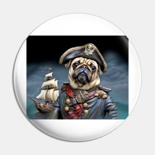 Pug Dog Pirate Ship Captain Pin