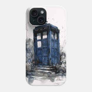 Tardis - Watercolor Painting Sketch Phone Case