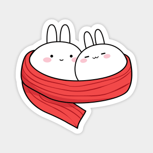 Cute couple, Cute white rabbit, Valentines day, Cute sticker, Kawaii rabbit Magnet