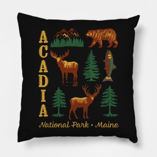Acadia National Park NP Maine ME USA Vintage Souvenir Desig Pillow