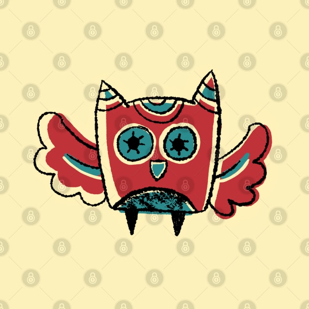 Short and Red Simple Owl Illustration by narwhalwall