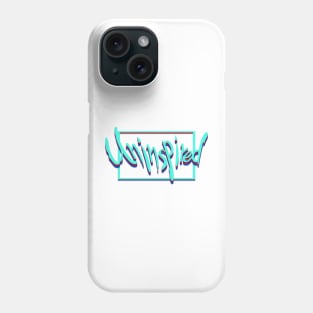 Uninspired neon blue red and navy typography Phone Case