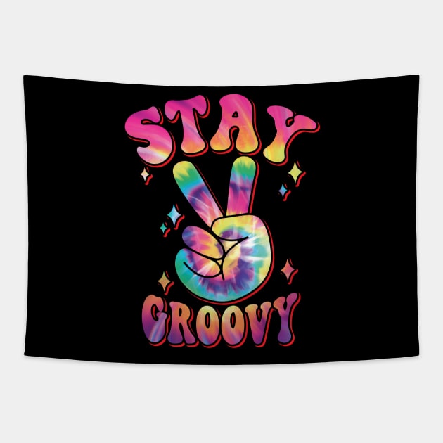 Stay Groovy - Peace Sign Graphic for Women and Men Tapestry by Graphic Duster