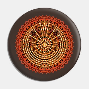 Native American Symbol - Man In The Maze - Folklore Mandala 2 Pin