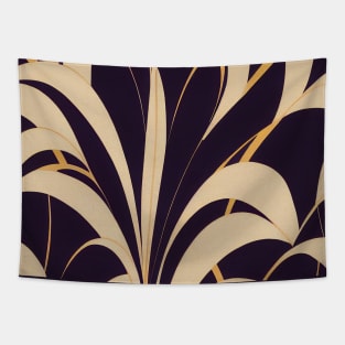 Art Deco Geometric Fountains Navy, Cream, and Yellow Tapestry