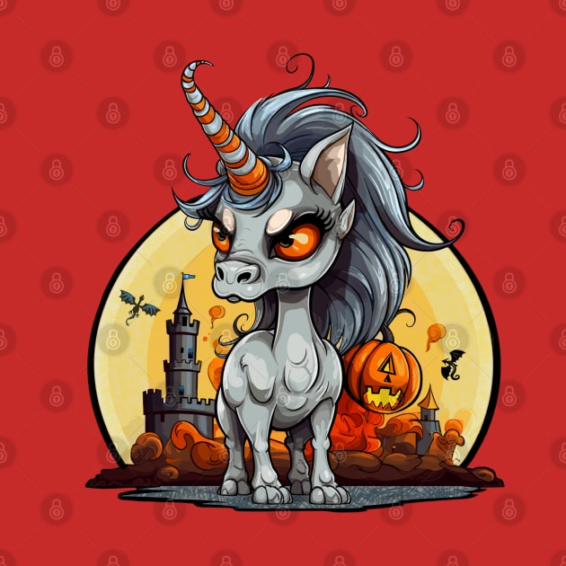 Halloween Scary Candy Corn Unicorn by AnnaDreamsArt