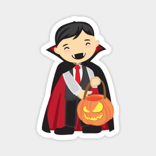 Cute Vampires Funny with Pumpkin Halloween Design Magnet