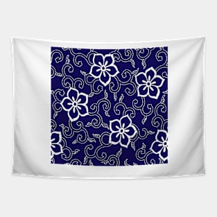 Blue Batik Floral Tapestry