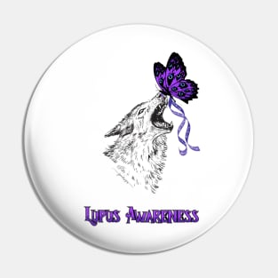Hope, the purple butterfly, tames the wolf, Lupus Pin