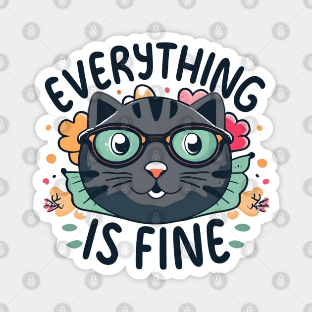 Everything is fine cat Magnet by NomiCrafts