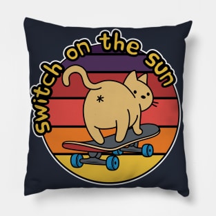 Skateboarding Cat Sk8 Switch Trick Pillow