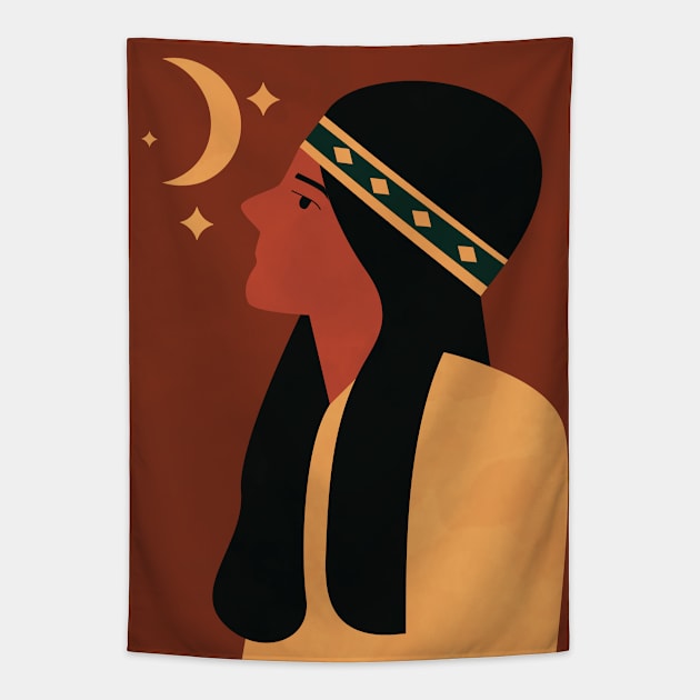 Boho Woman, Fashion Art Print, Boho Artwork Tapestry by Colorable