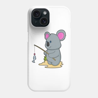 Koala as Fisher with Fishing rod & Fish Phone Case