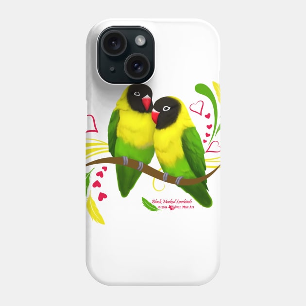 Black Masked Lovebirds Phone Case by Sylvanmistart