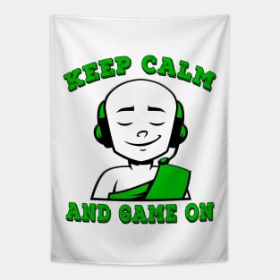 Keep Calm And Game On Green Tapestry