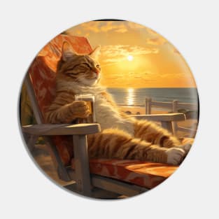 Beachside Bliss - Cat's Summer Siesta Pin