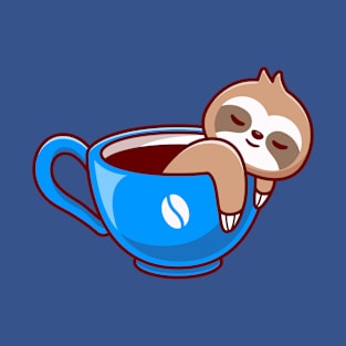 Cute sloth sleeping in coffee cup T-Shirt