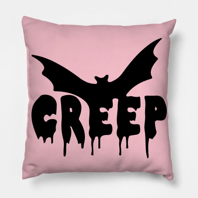Creep Bat Gothic Aesthetic Grunge Vampiric Punk Halloween Pillow by Prolifictees