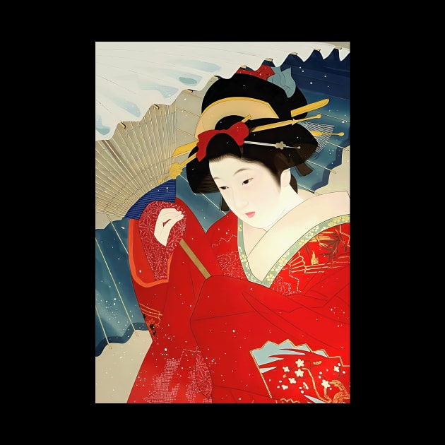 Japanese beauty under the snow - Ukiyo-e Japanese vintage Art by geekmethat