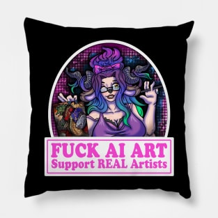 Fuck AI Art Pillow