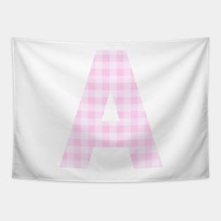 Pink Letter A in Plaid Pattern Background. Tapestry