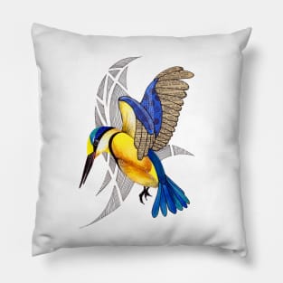 Sacred Kingfisher in flight Pillow