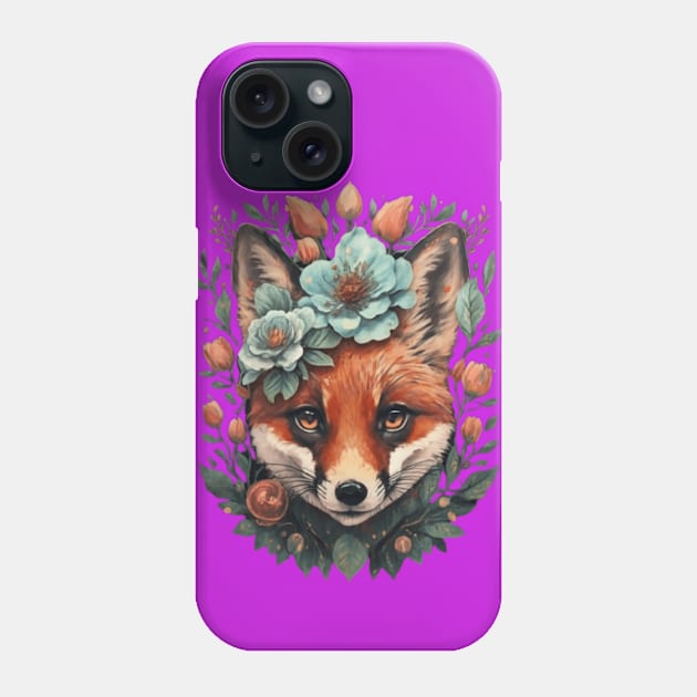 Cute floral fox gift ideas, floral fox kids tees, fox kids hoodies, fox stickers Phone Case by WeLoveAnimals