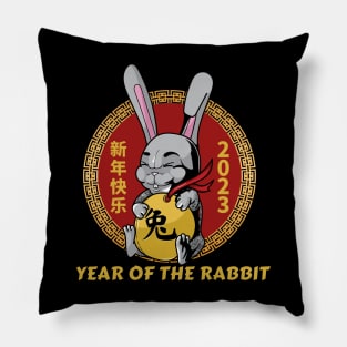 Year of the Rabbit Shirt, Rabbit Zodiac Happy Chinese New Year 2023 Pillow