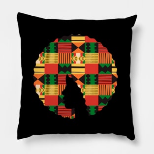 Afro Hair Woman with African Pattern, Black History Pillow