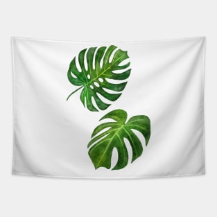 Monstera deliciosa tropical vibes watercolor painting handpainted illustration Tapestry