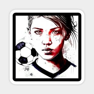 Soccer Girl Graffiti Art Splash Paint Magnet