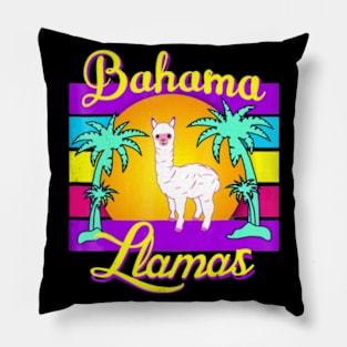 Bahama Llama 80s Retro Beach Summer Pillow