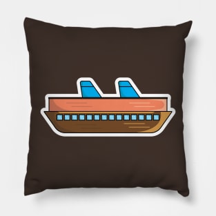 Cargo Ship With Containers Sticker vector illustration. Sea transportation object icon concept. Industrial commercial delivery and logistic services element sticker vector design. Pillow