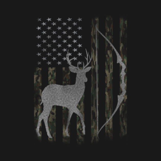 Discover Whitetail Buck Hunting Camo USA Flag Bow - Whitetail Buck - T-Shirt