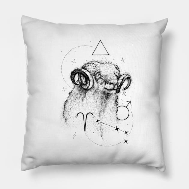 Aries Zodiac Sign Pillow by EWART