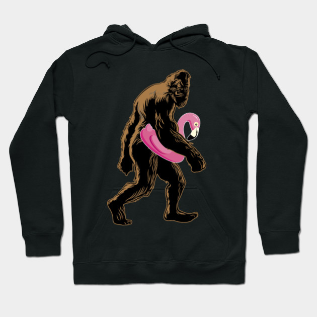 Bigfoot and Lawn Flamingo Adult Womens Long-Sleeved Tee Shirt